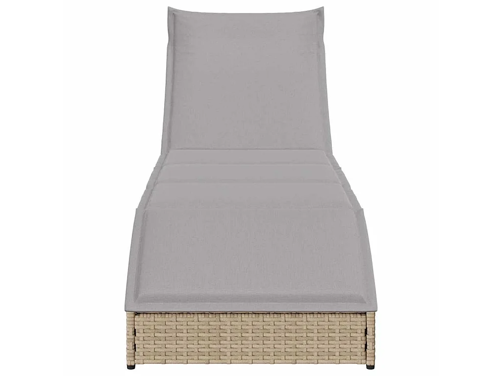 Lettino Prendisole Pieghevole con Cuscino e Portaoggetti Beige