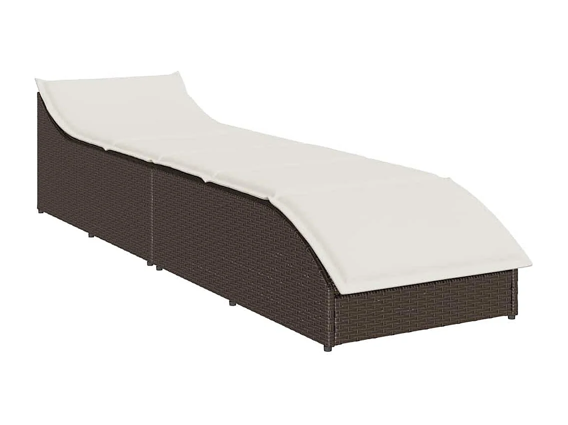 Chaise longue pliante coussin rangement marron résine tressée