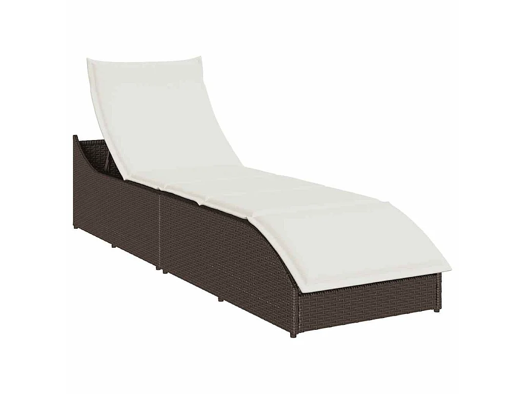 Klappliege mit Auflage und Stauraum Braun Poly-Rattan