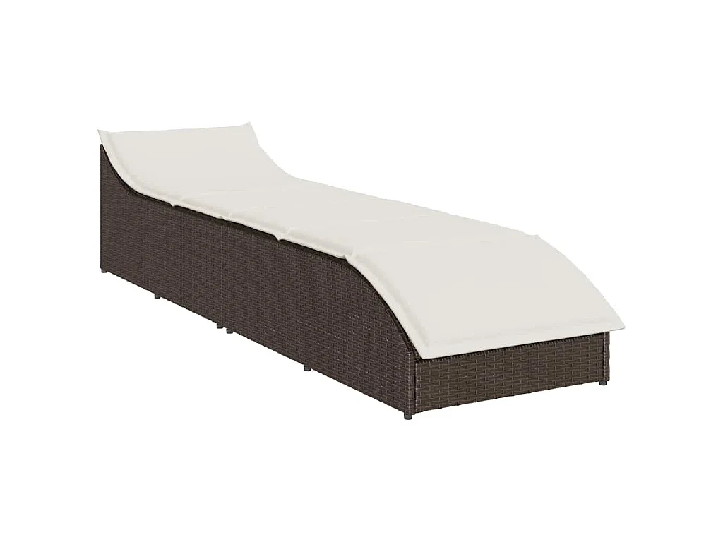 Klappliege mit Auflage und Stauraum Braun Poly-Rattan