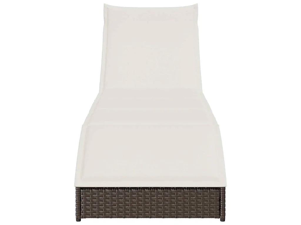 Klappliege mit Auflage und Stauraum Braun Poly-Rattan