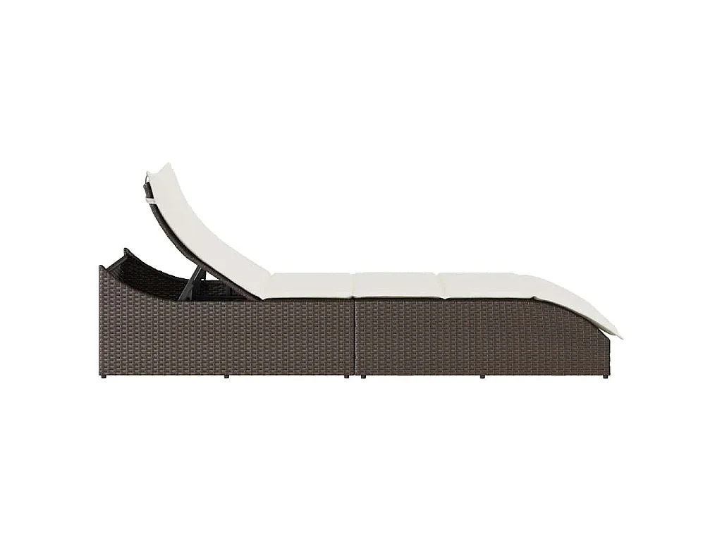 Klappliege mit Auflage und Stauraum Braun Poly-Rattan