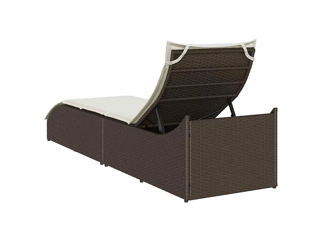 Klappliege mit Auflage und Stauraum Braun Poly-Rattan