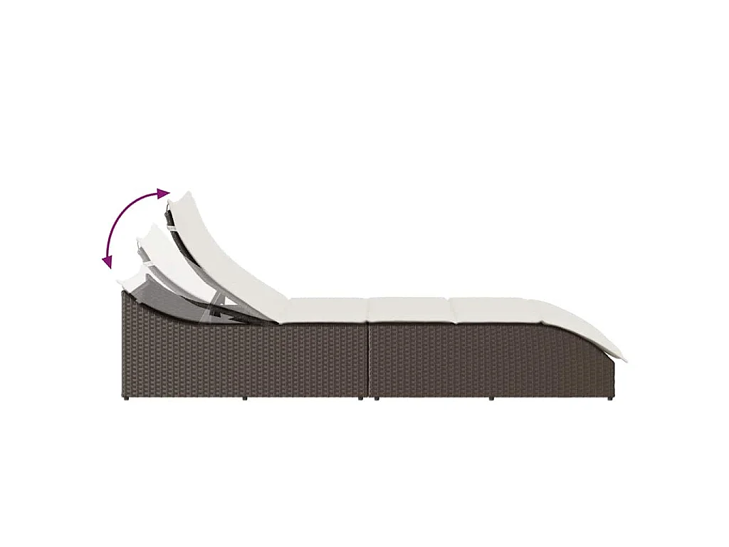 Klappliege mit Auflage und Stauraum Braun Poly-Rattan