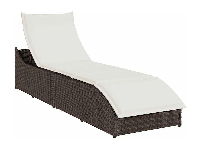 Klappliege mit Auflage und Stauraum Braun Poly-Rattan
