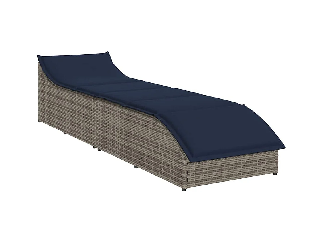 Klappliege mit Auflage und Stauraum Grau Poly-Rattan