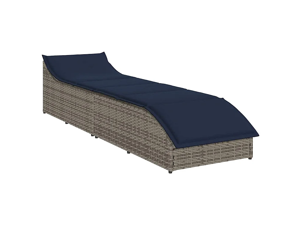 Klappliege mit Auflage und Stauraum Grau Poly-Rattan