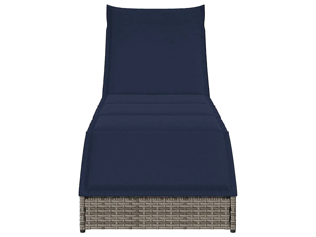 Klappliege mit Auflage und Stauraum Grau Poly-Rattan