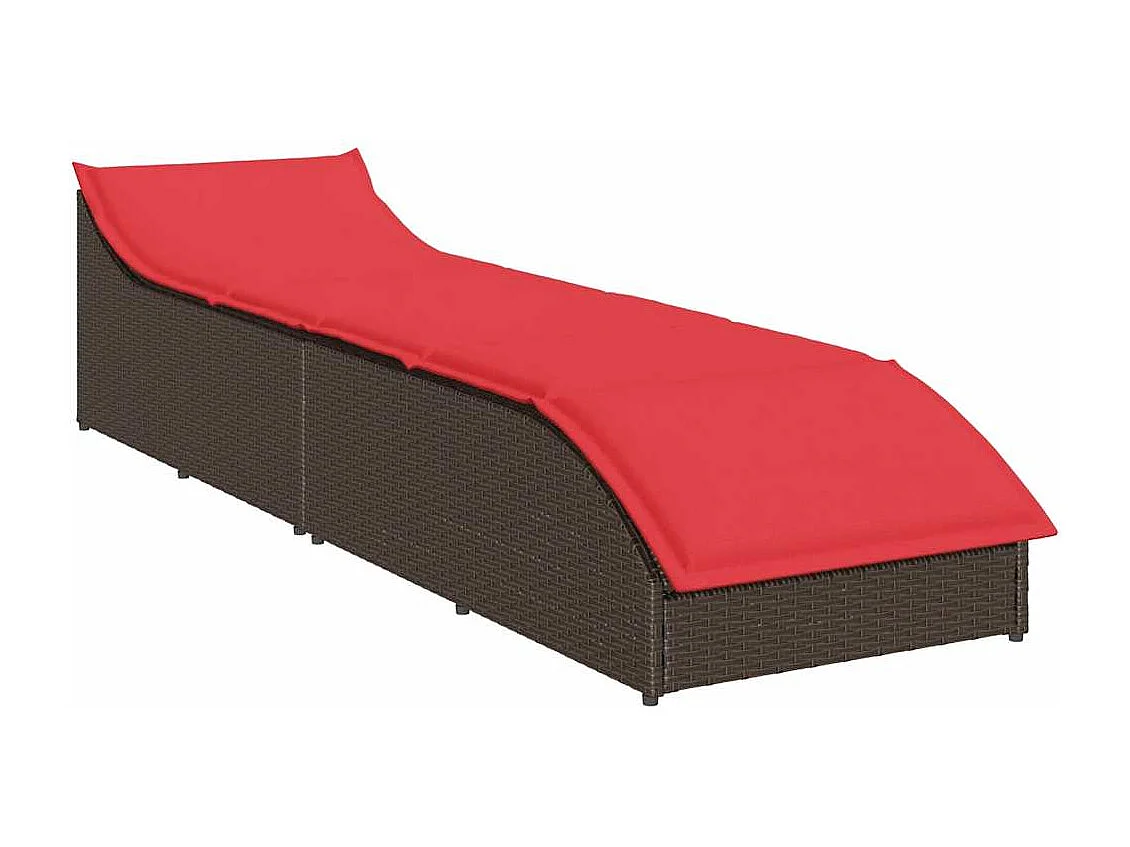 Chaise longue pliante coussin rangement marron résine tressée