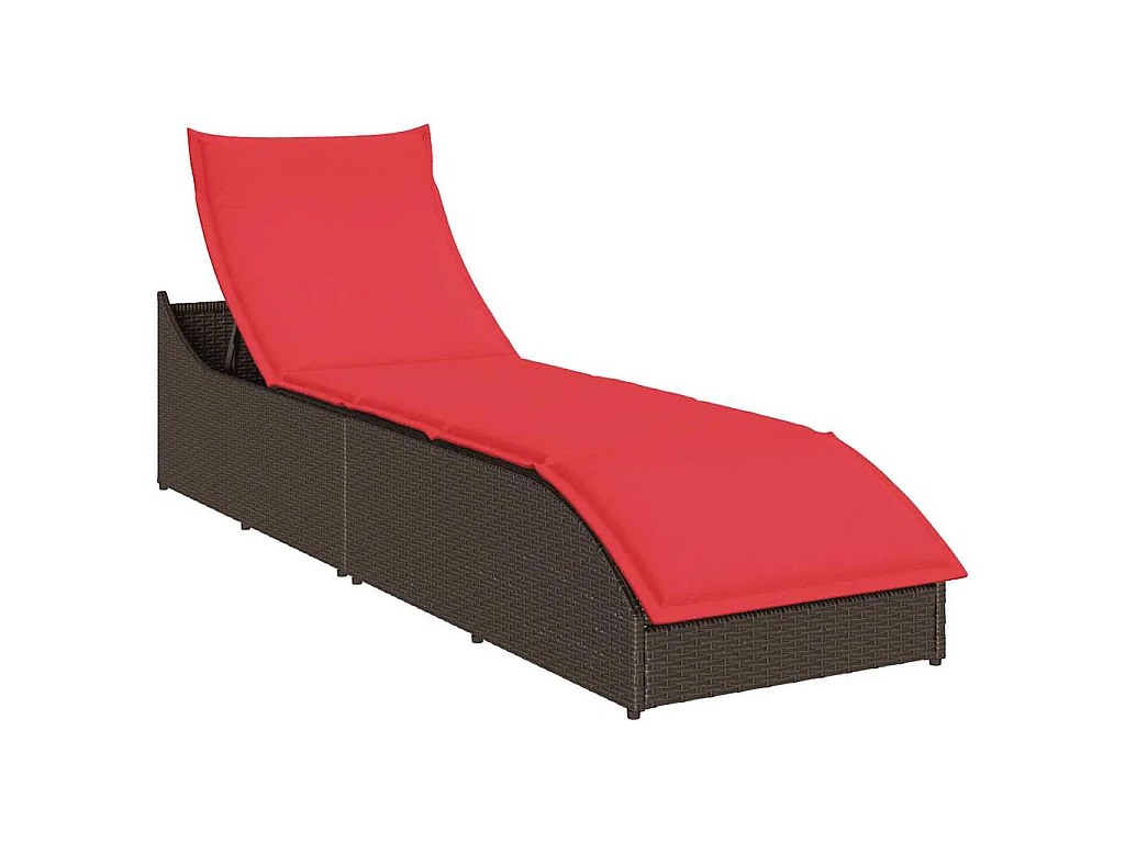 Klappliege mit Auflage und Stauraum Braun Poly-Rattan