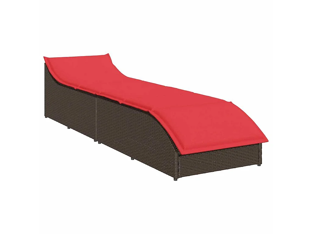 Klappliege mit Auflage und Stauraum Braun Poly-Rattan
