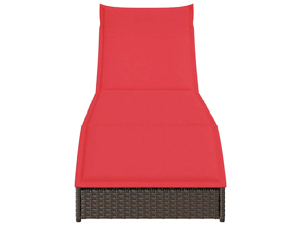 Klappliege mit Auflage und Stauraum Braun Poly-Rattan