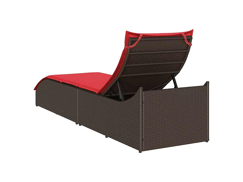 Klappliege mit Auflage und Stauraum Braun Poly-Rattan