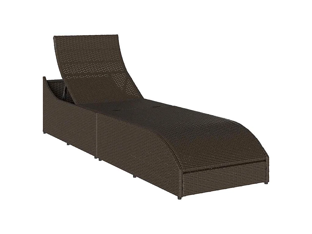 Klappliege mit Auflage und Stauraum Braun Poly-Rattan