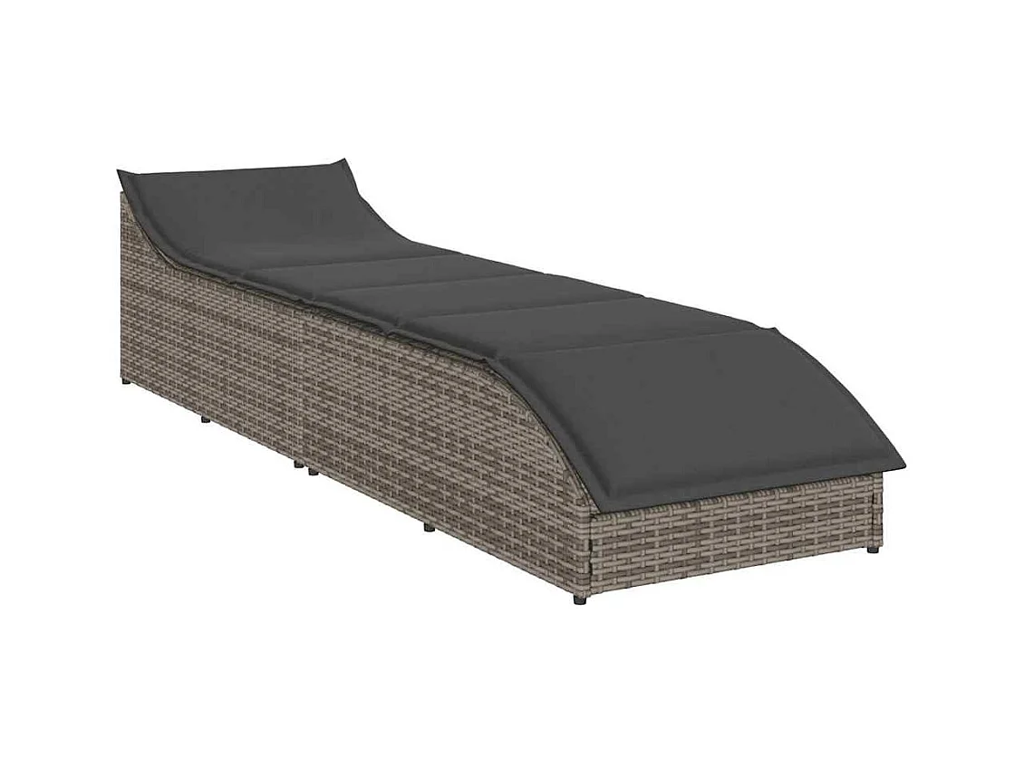 Klappliege mit Auflage und Stauraum Grau Poly-Rattan