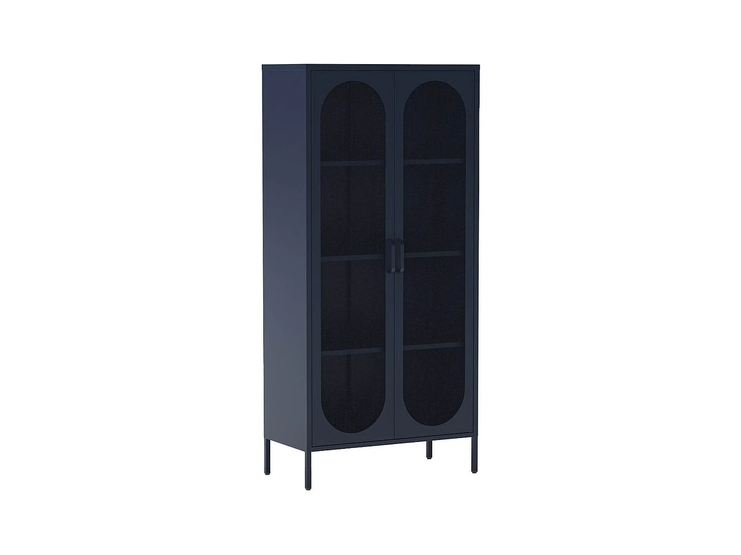 OLIVIA - Meuble Haut 2 Portes Ajourées en Métal Bleu Foncé