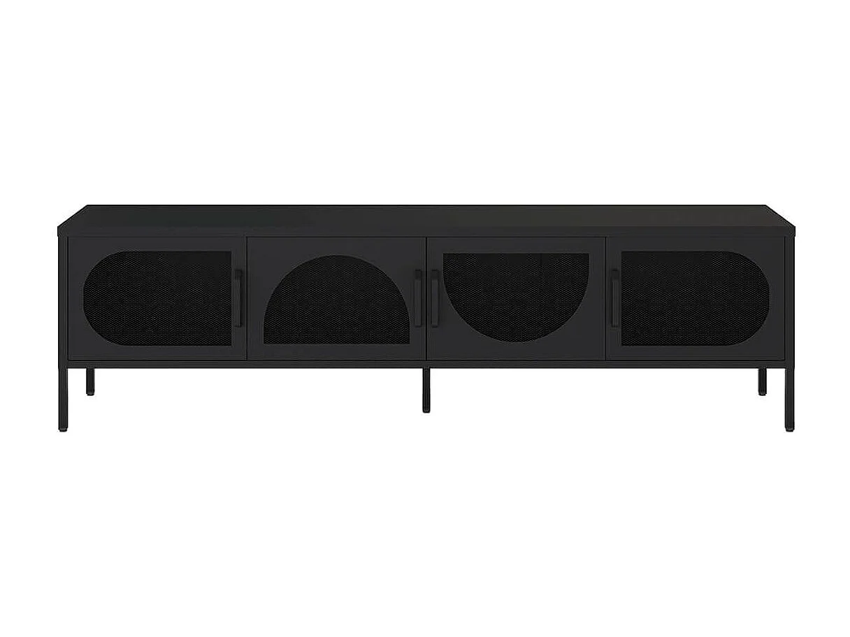 LIOVIA - Meuble TV 180 cm 4 Portes Ajourées en Métal Noir