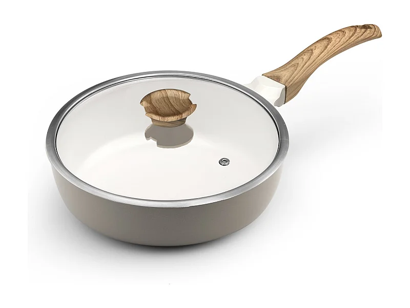 Mythic - Sauteuse 24 cm avec revêtement en céramique blanche et couvercle