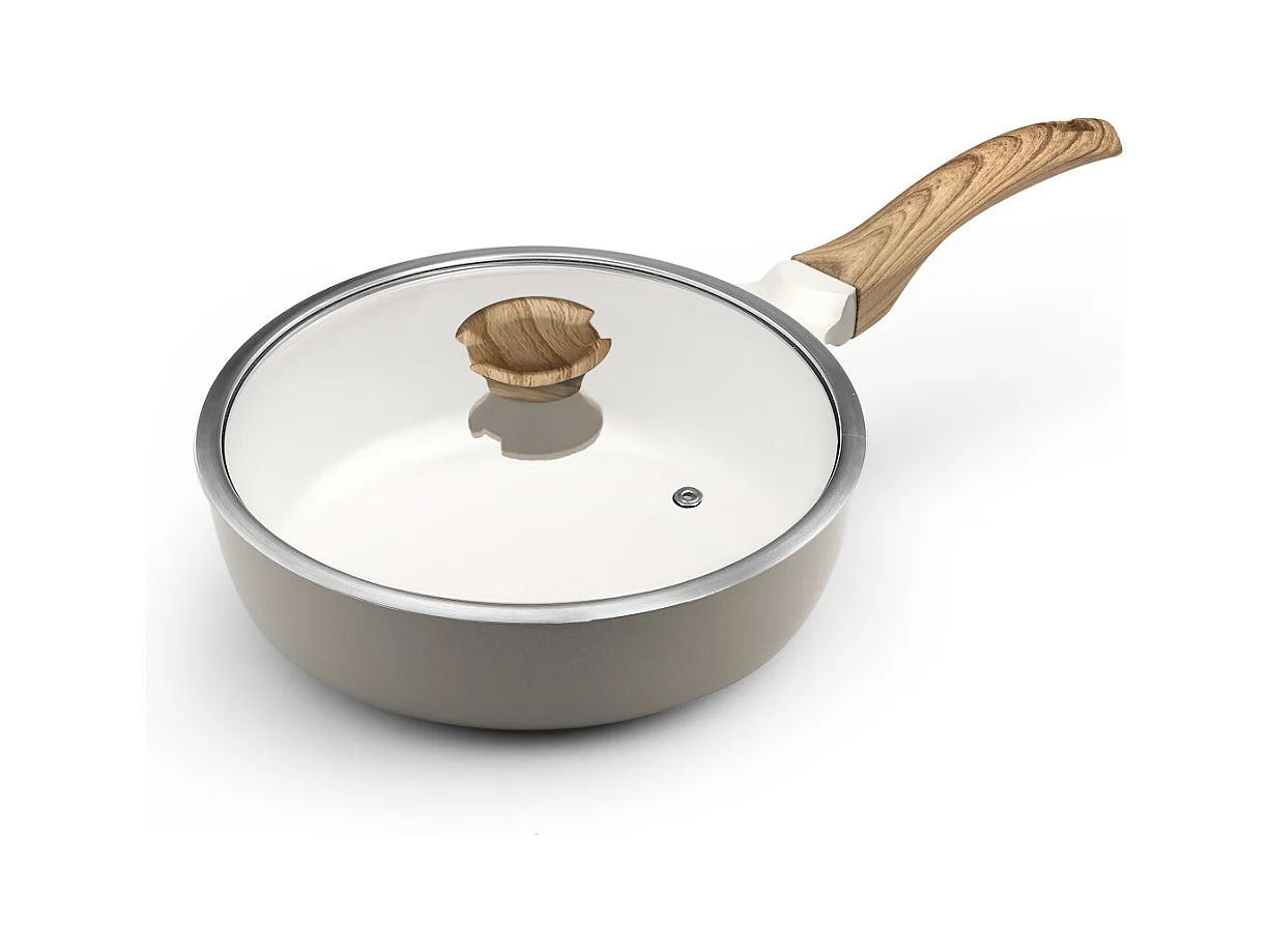 Mythic - Sauteuse 24 cm avec revêtement en céramique blanche et couvercle