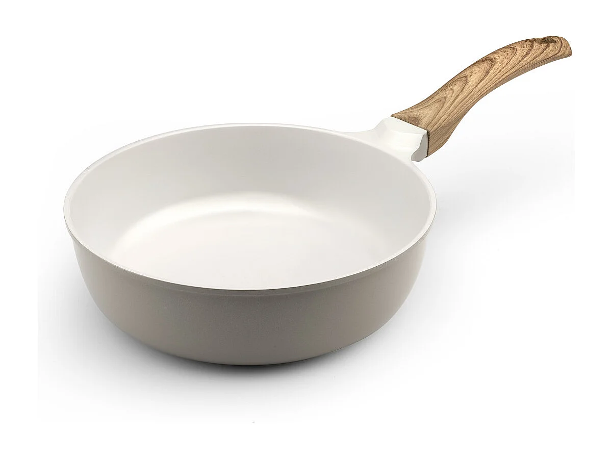Mythic - Sauteuse 24 cm avec revêtement en céramique blanche et couvercle