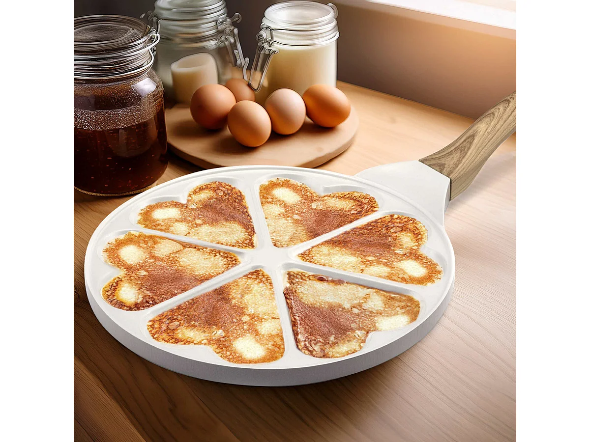 Mythic - Poêle avec 6 cœurs 25.7 cm avec revêtement en céramique blanc