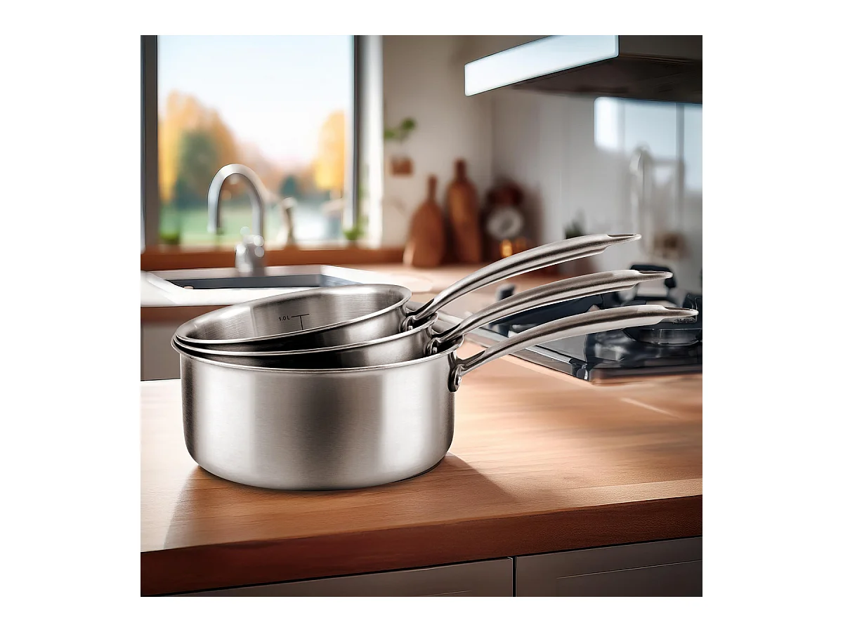 Gourmet - Set 3 casseroles 16/18/20cm inox, 1 éplucheur et 1 couteau office