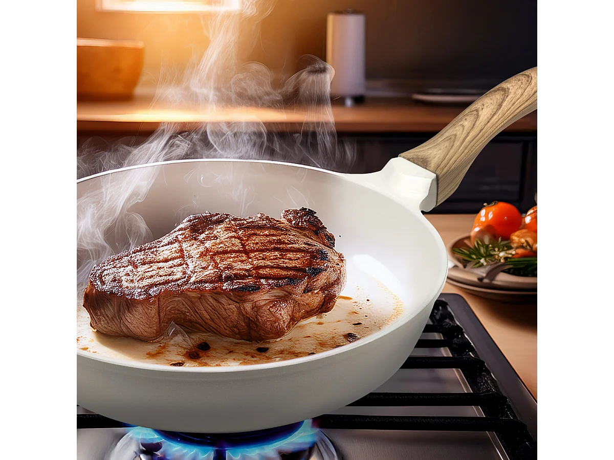 Mythic - Poêle 24 cm avec revêtement en céramique blanche