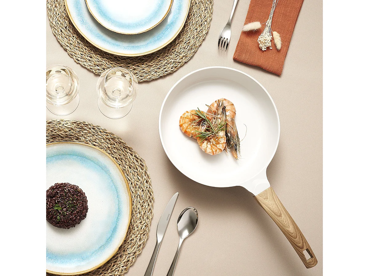 Mythic - Poêle 20 cm avec revêtement en céramique blanche