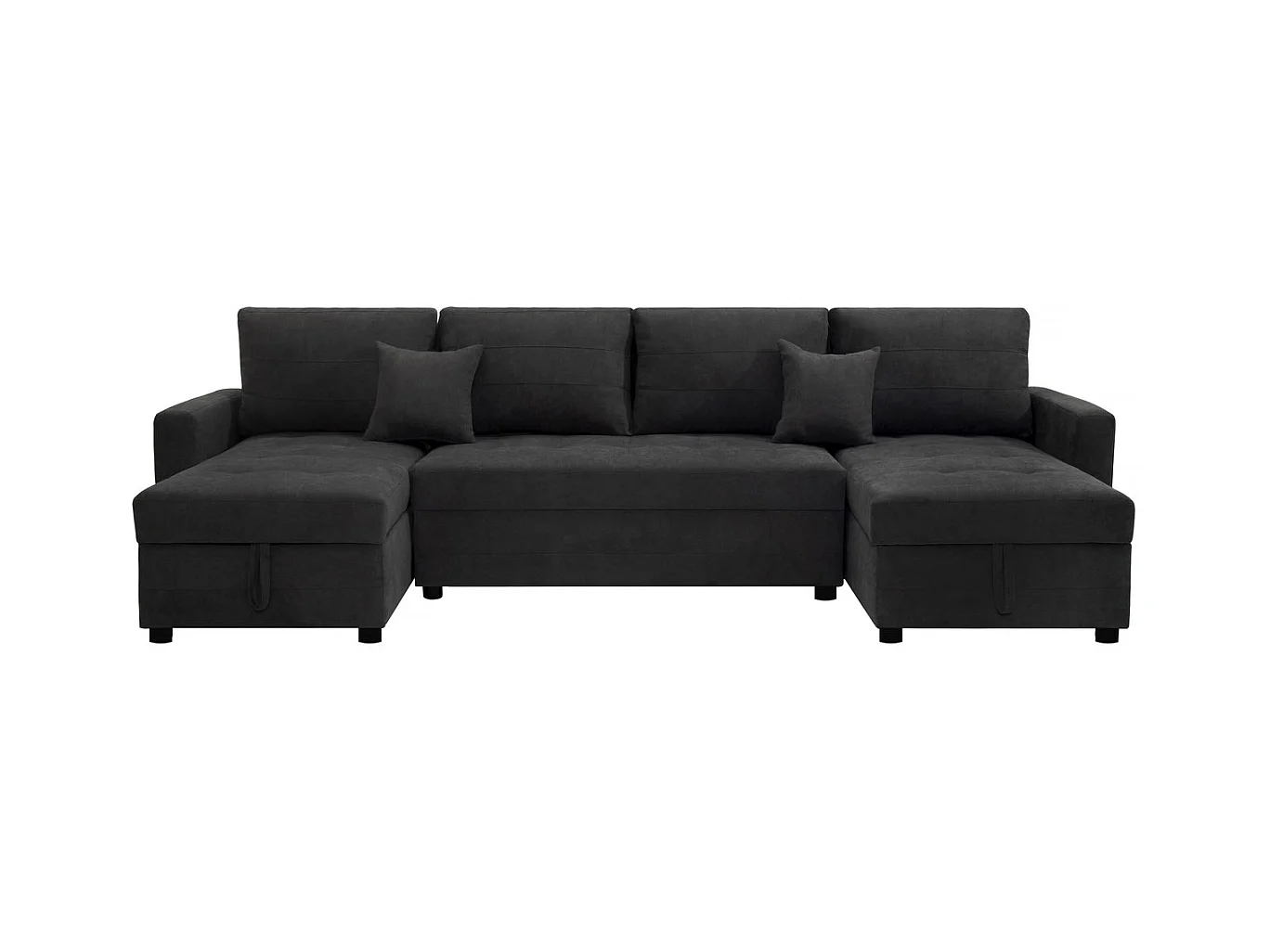 Canapé panoramique convertible avec coffres de rangement "Antoine" - 5 places - Gris foncé