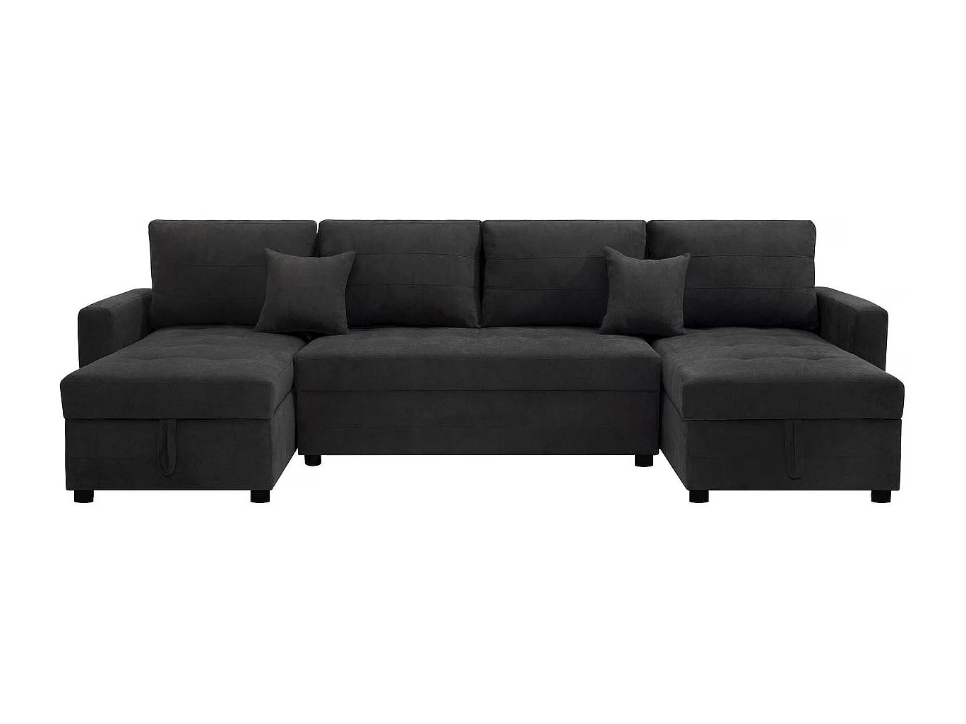 Canapé panoramique convertible avec coffres de rangement "Antoine" - 5 places - Gris foncé