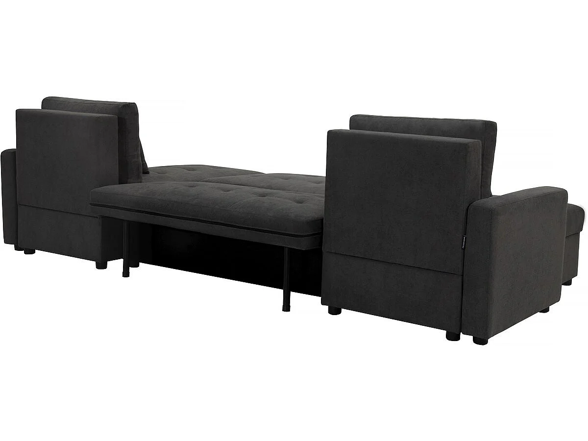 Panoramiczna rozkładana sofa "Antoine" ze schowkami - 5-osobowa - Ciemnoszary
