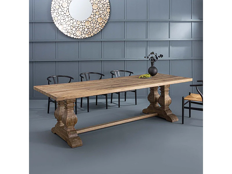 Table à manger en pin massif Pieds Vieux bois L280 cm