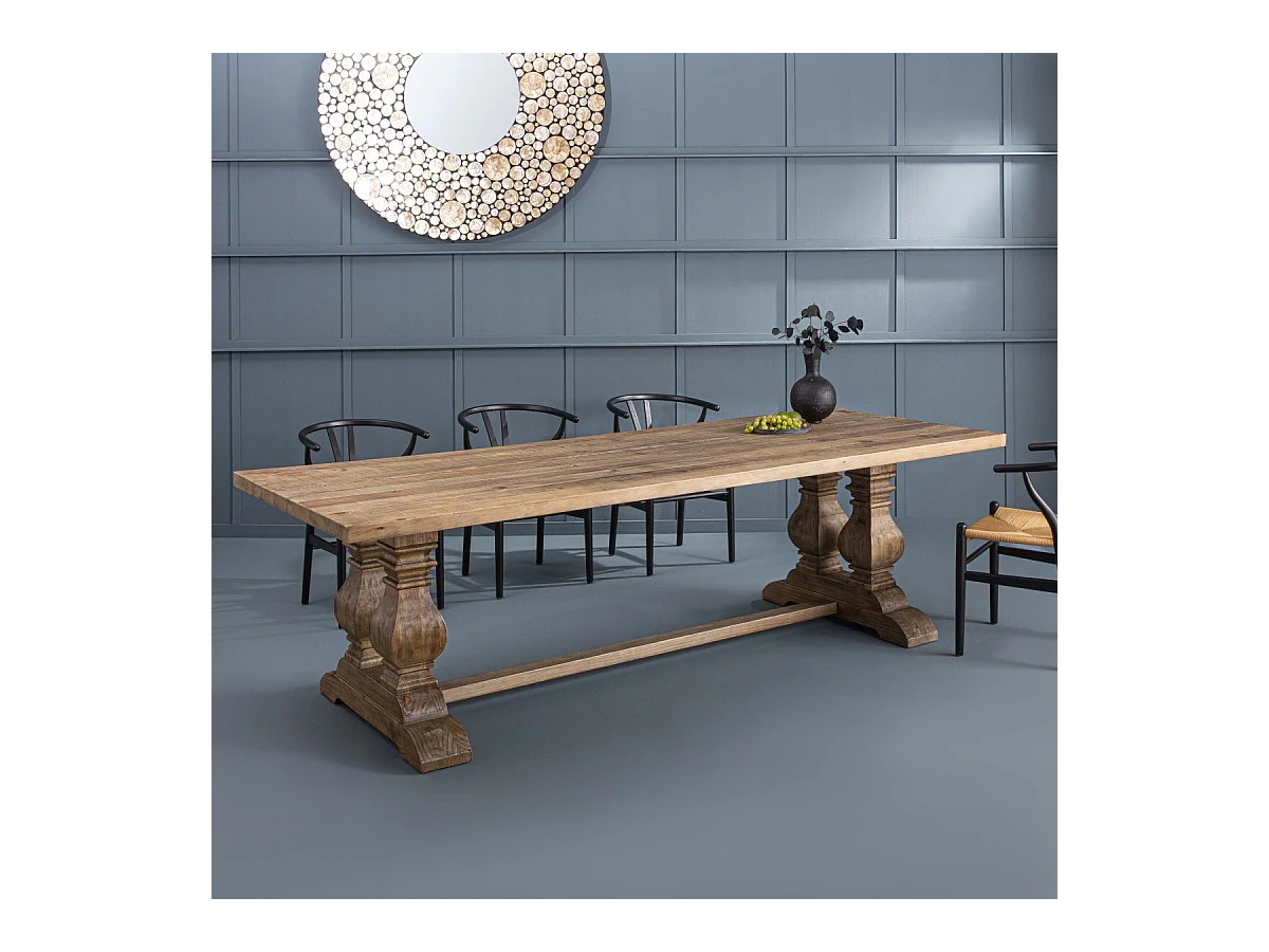 Table à manger en pin massif Pieds Vieux bois L280 cm