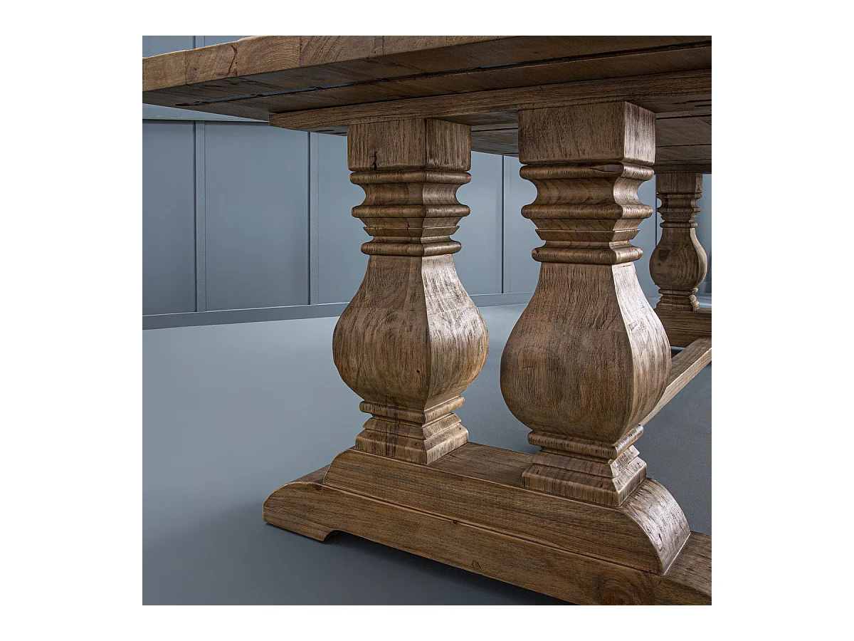 Table à manger en pin massif Pieds Vieux bois L280 cm