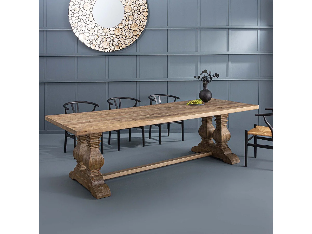 Table à manger en pin massif Pieds Vieux bois L280 cm