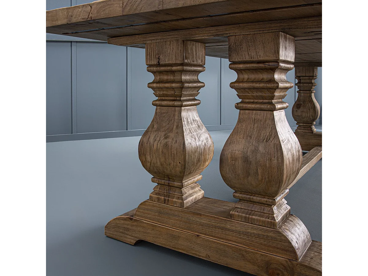 Table à manger en pin massif Pieds Vieux bois L280 cm