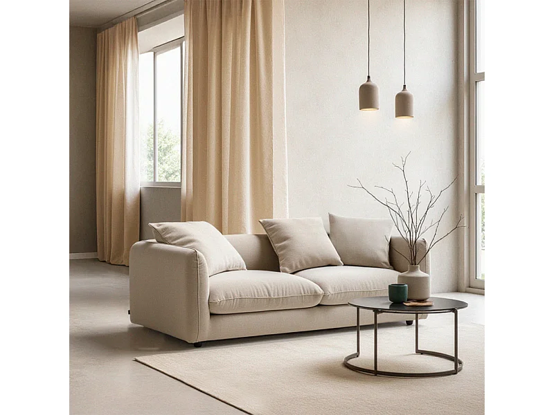 Popi - Canapé 3 places en tissu - Naturel