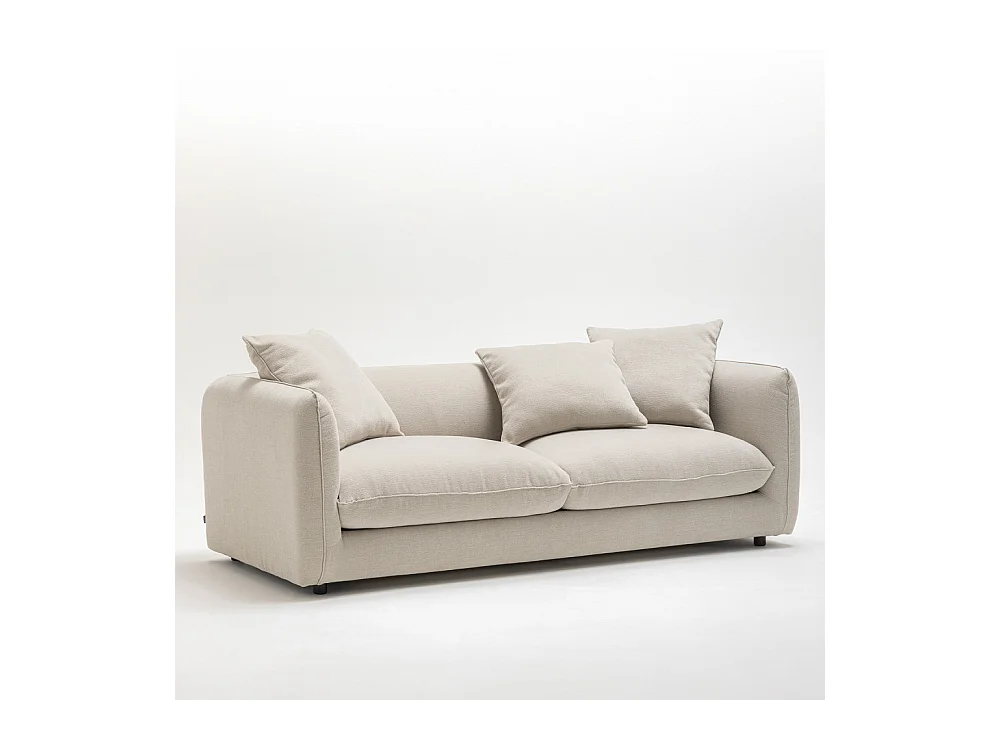 Popi - Canapé 3 places en tissu - Naturel