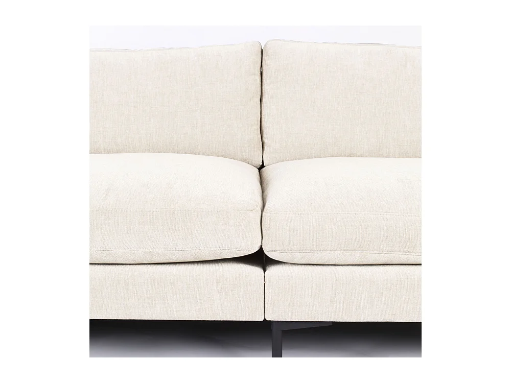 Summer - Canapé droit 5 places en tissu et pieds en métal - Écru