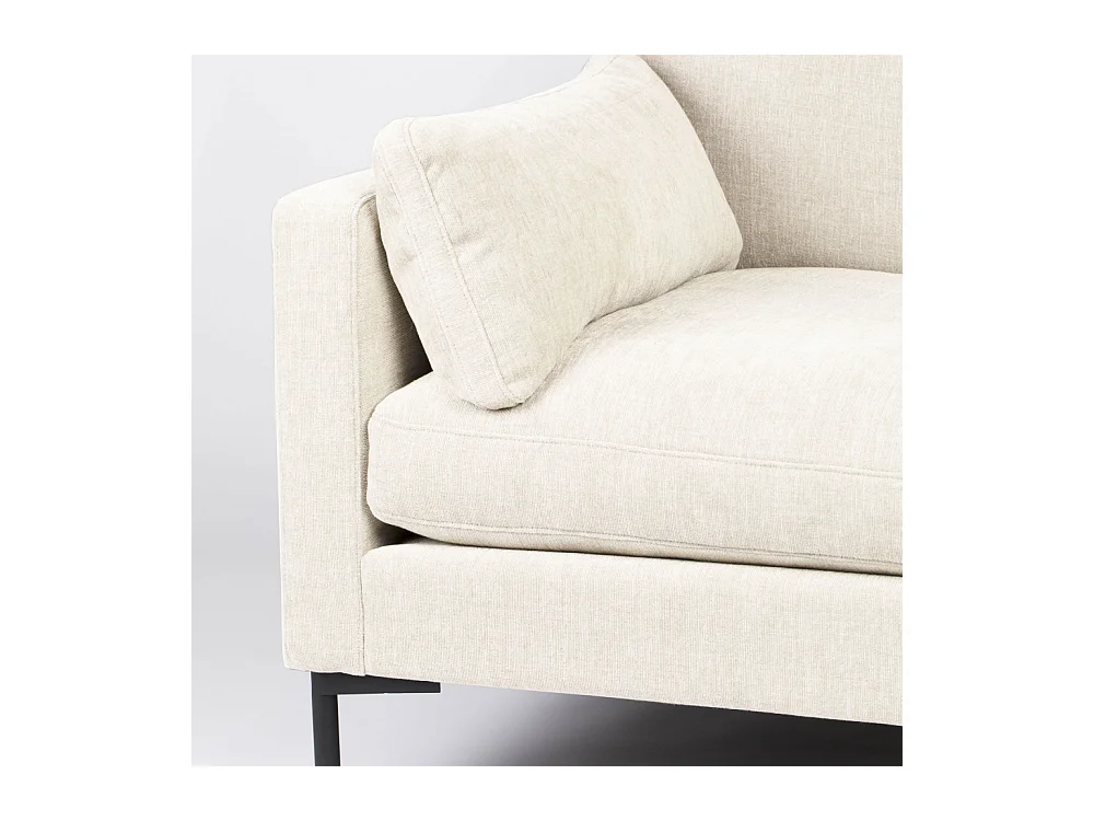 Summer - Canapé droit 5 places en tissu et pieds en métal - Écru