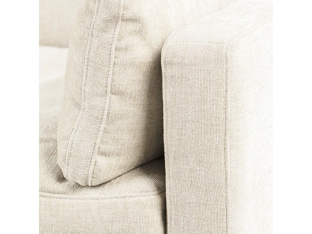 Summer - Canapé droit 5 places en tissu et pieds en métal - Écru