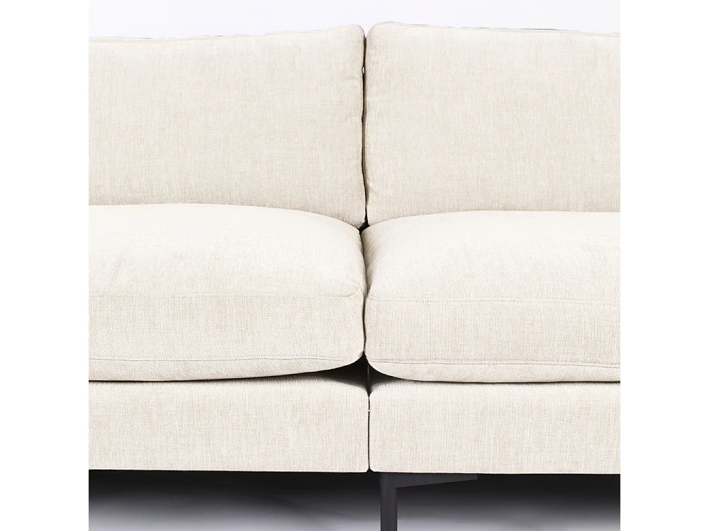 Summer - Canapé droit 5 places en tissu et pieds en métal - Écru