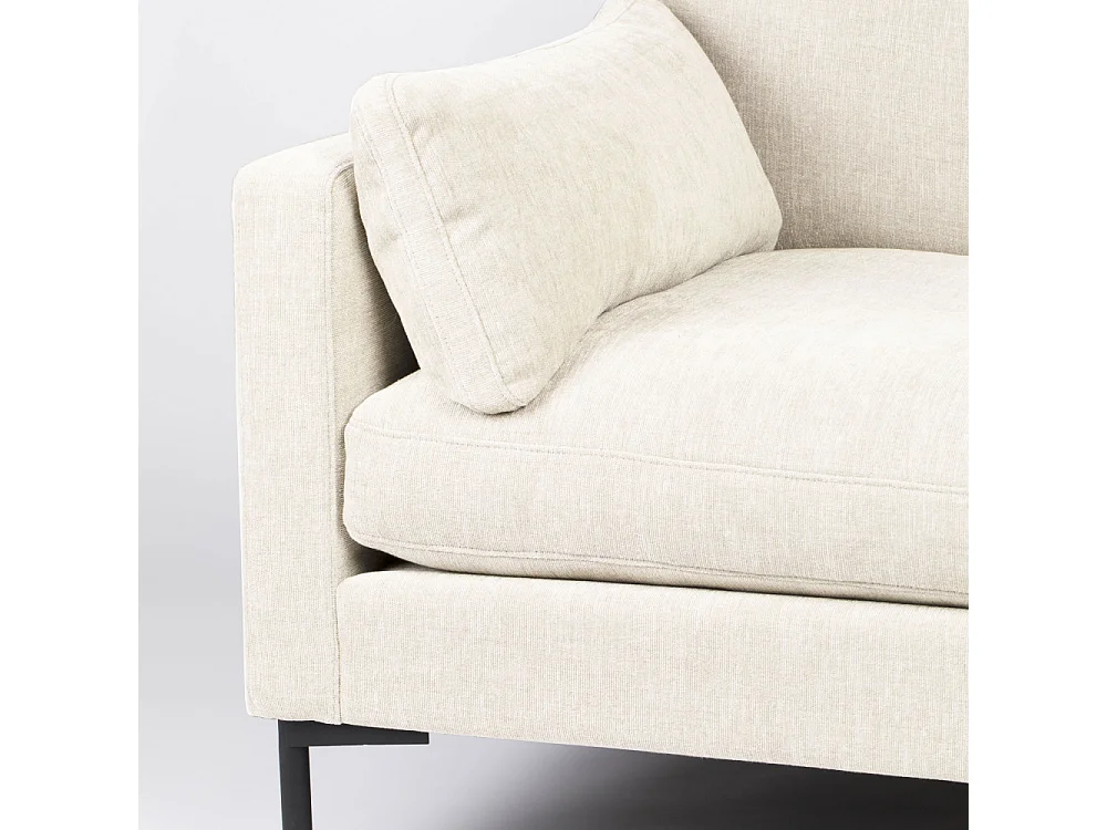 Summer - Canapé droit 5 places en tissu et pieds en métal - Écru