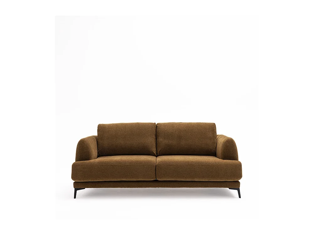 Kinna - Canapé droit 3 places en tissu et pieds en métal - Bronze