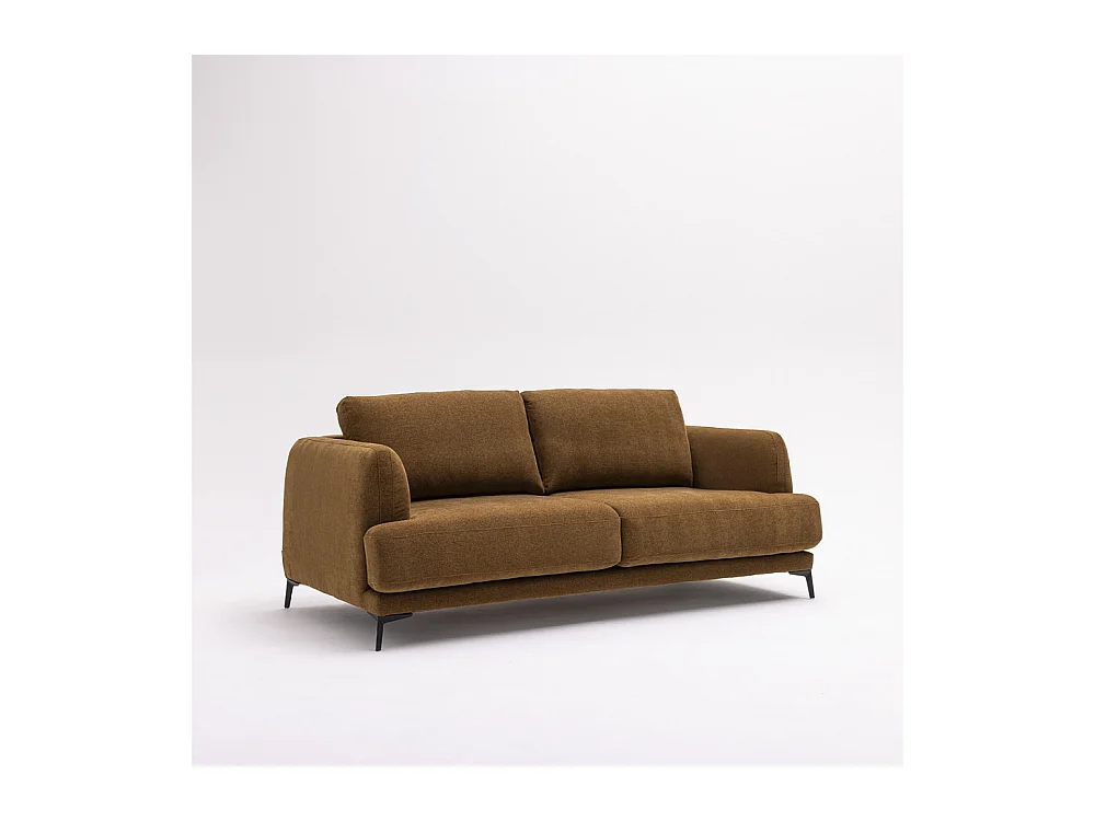 Kinna - Canapé droit 3 places en tissu et pieds en métal - Bronze