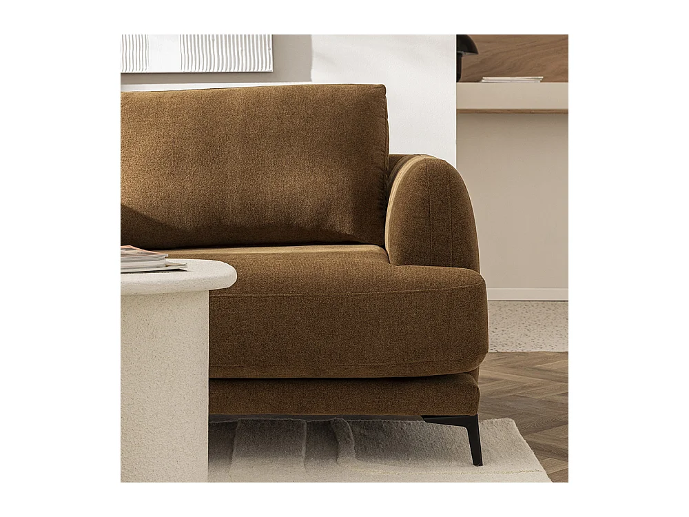 Kinna - Canapé droit 3 places en tissu et pieds en métal - Bronze