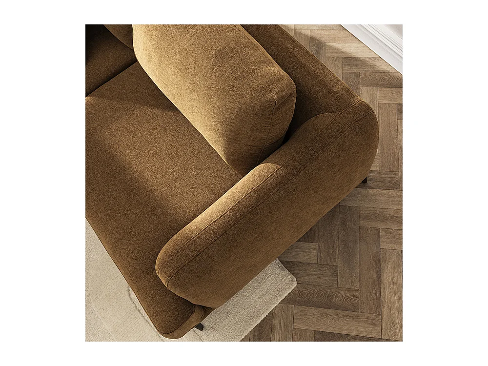 Kinna - Canapé droit 3 places en tissu et pieds en métal - Bronze