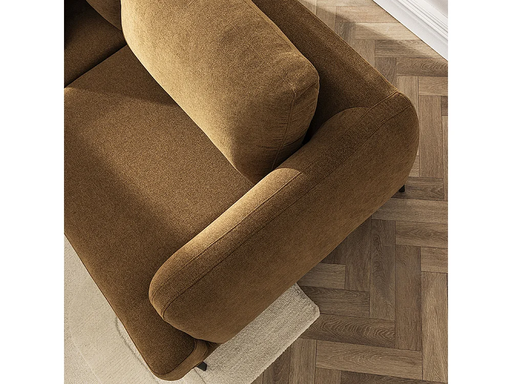 Kinna - Canapé droit 3 places en tissu et pieds en métal - Bronze