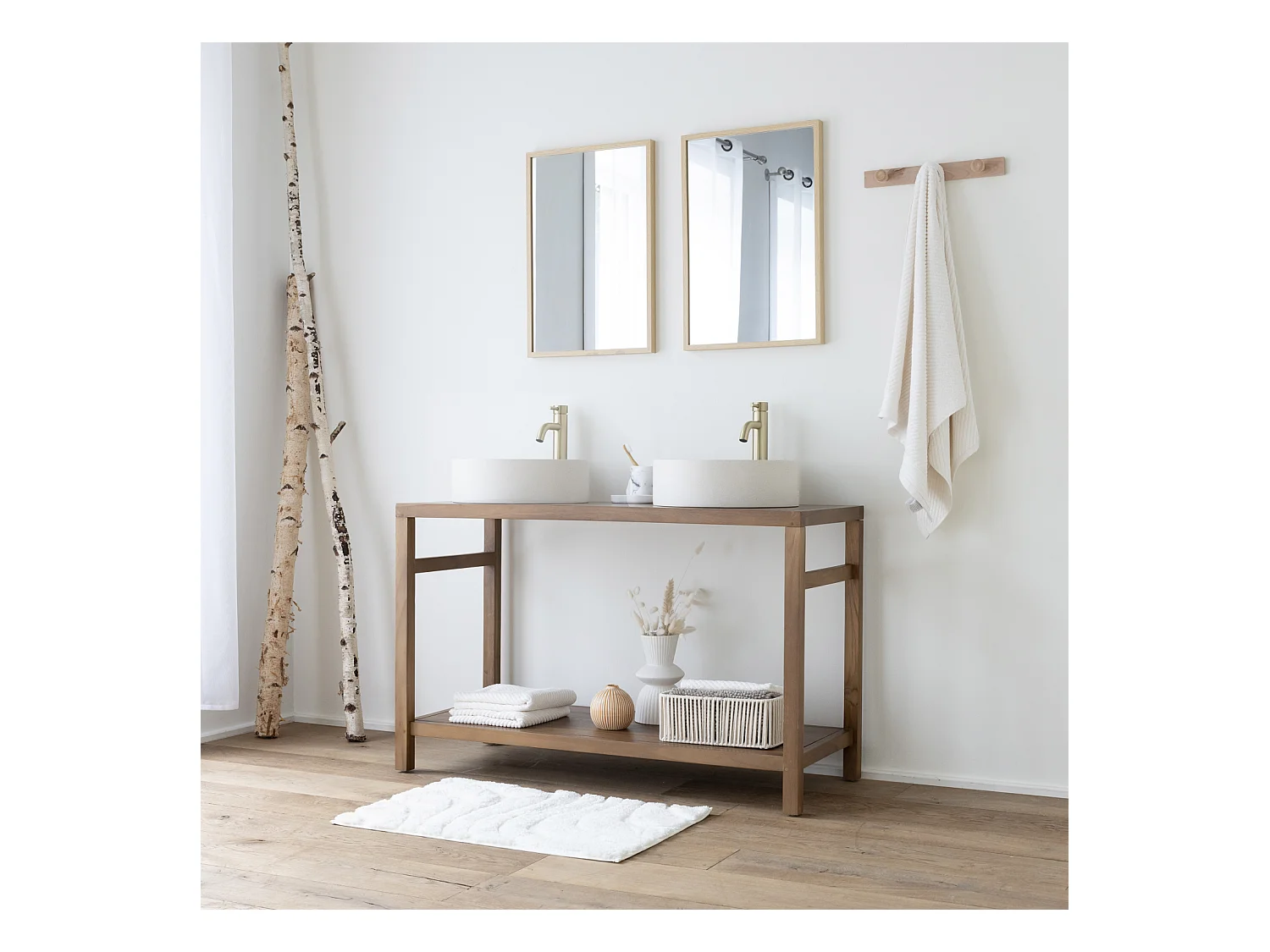 Meuble double vasque en teck massif 120cm DEWI - HAPPY GARDEN