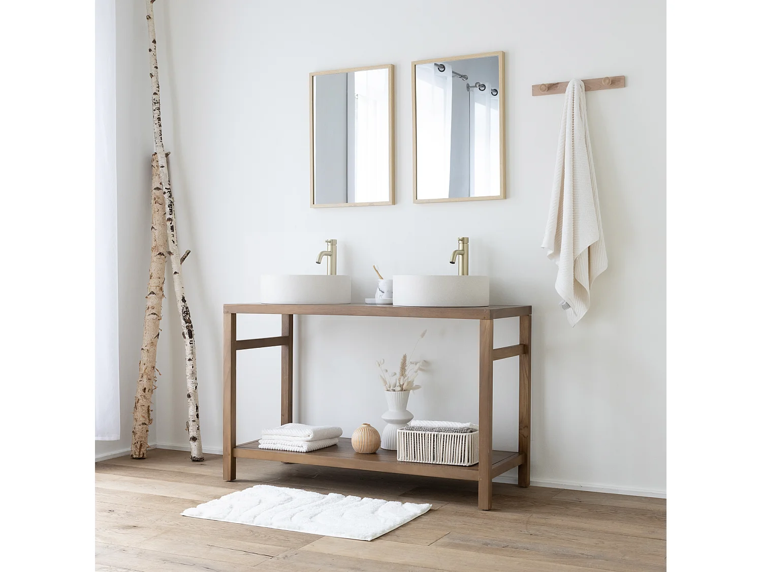 Meuble double vasque en teck massif 120cm DEWI - HAPPY GARDEN